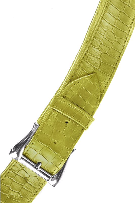 Pistachio green women's dress belt, matching pumps and bags. Made to measure. Top view - Florence KOOIJMAN